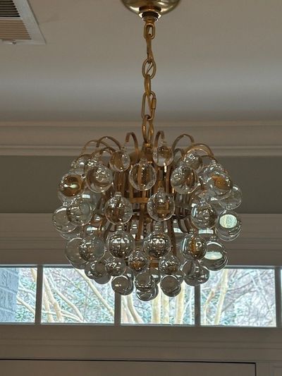Visual Comfort & Co. designer glass bubble chandelier installation